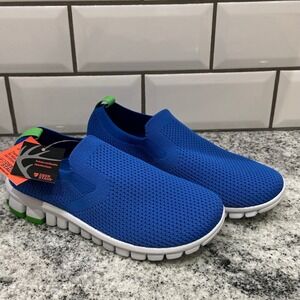 NoSoX Eddy‎ Jr Kids Slip On Sneakers Blue Mesh Lightweight Memory Foam Size 1